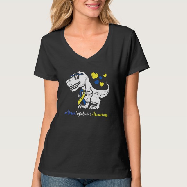 T-shirt Syndrome de Down T Rex Dinosaur Garçons Enfants Tr (Devant)