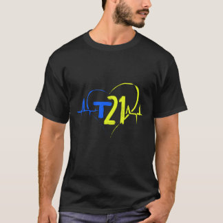 T-shirt Syndrome de Down Trisomy 21 Heartbeat Heartline