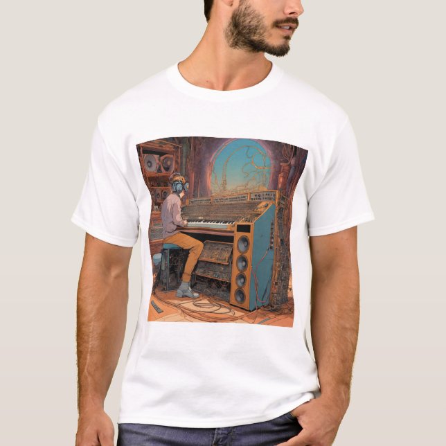 T-shirt Synth Odyssey : Musical Intricate Inspiré Par Moeb (Devant)