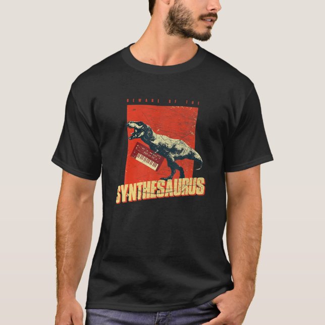 T-shirt Synthésaurus Synthétiseur analogique Techno Synthé (Devant)