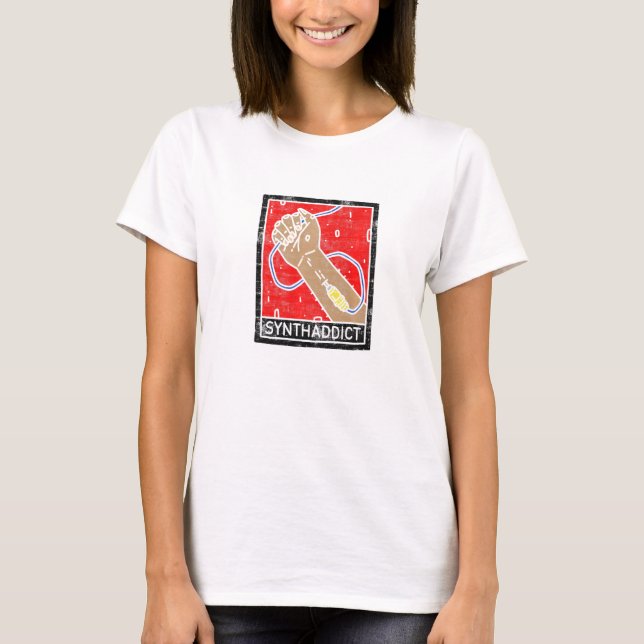 T-shirt Synthéseur Synthaddict Dj Studio Daw Producteur An (Devant)
