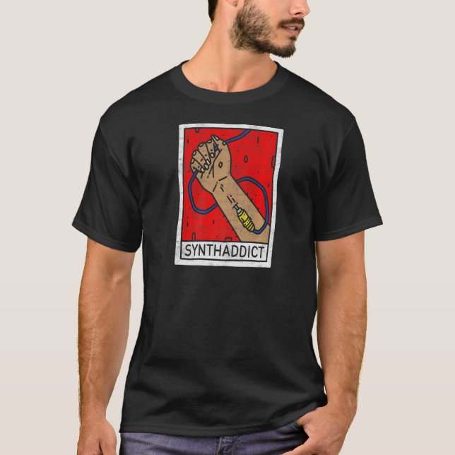 T-shirt Synthéseur Synthaddict Dj Studio Daw Producteur An (Devant)
