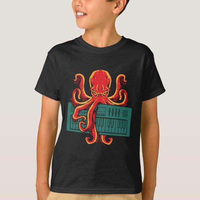 T-shirt Synthétiseur clavier Octopus japonais analogique (Devant)