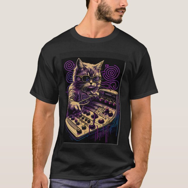 T-shirt Synthétiseur de chat Synthétiseur analogique Vinta (Devant)