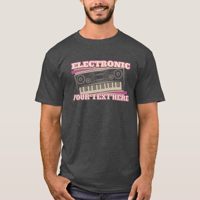 T-shirt synthétiseur électronique avec texte perso (Devant)