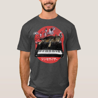 T-shirt Synthétiseur Japonais Chat Cerry Blossom
