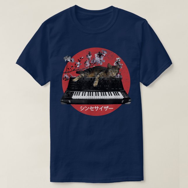T-shirt Synthétiseur Japonais Chat Cerry Blossom (Design devant)