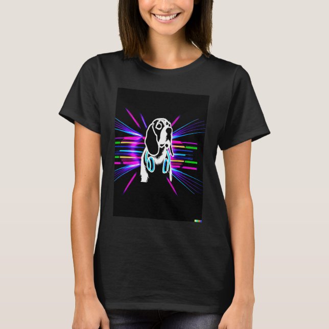 T-shirt Synthwave Beagle with headphones (Devant)