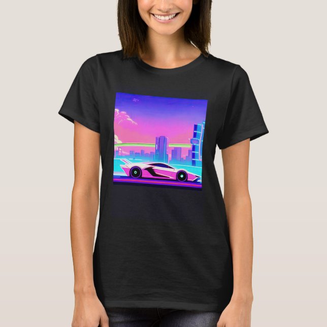 T-shirt Synthwave car outrun retrowave futuresynth sci fi  (Devant)