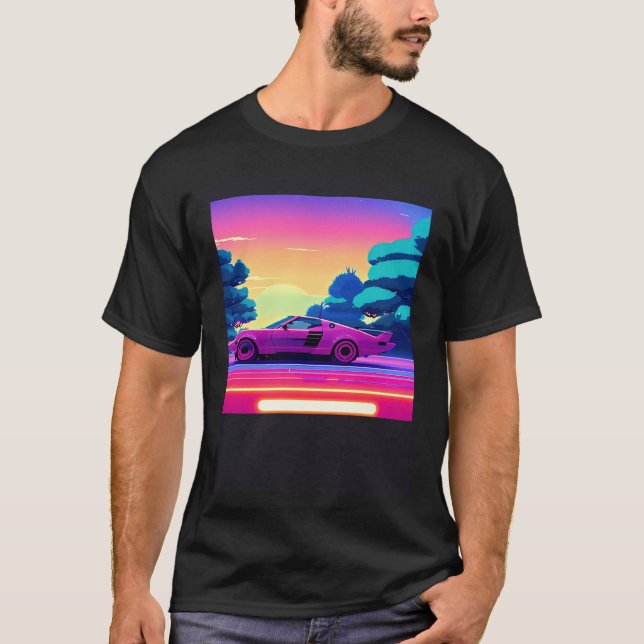 T-shirt Synthwave car outrun retrowave futuresynth sci fi  (Devant)