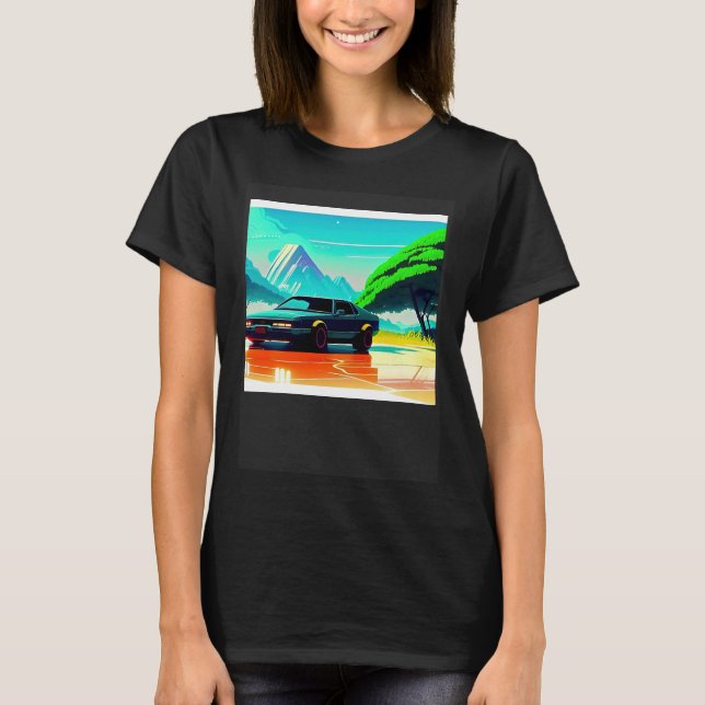 T-shirt Synthwave car outrun retrowave futuresynth sci fi (Devant)