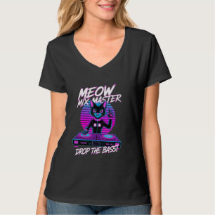 T-shirt Synthwave Cat DJ Cyberpunk Vaporwave EDM Music Fès