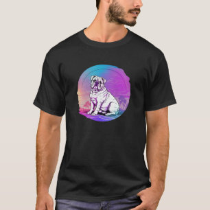 T-shirt Synthwave de chien bouledogue esthétique défectueu
