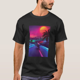 T-shirt Synthwave Midnight Outrun Impression Artistique T-
