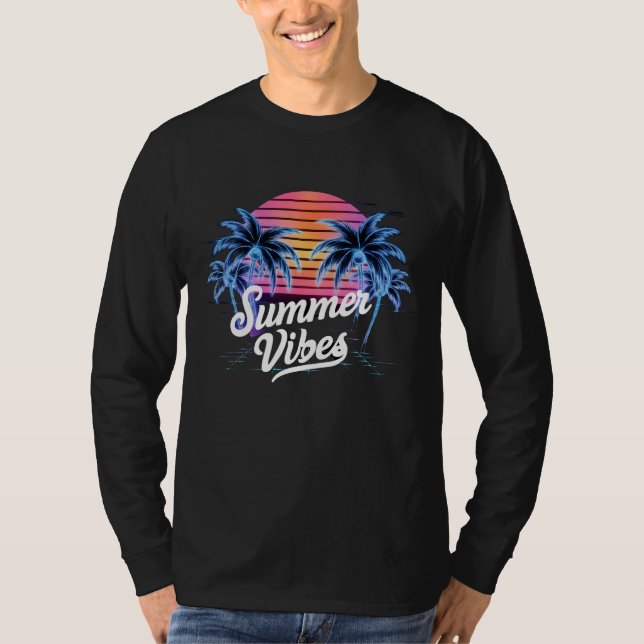 T-shirt Synthwave - Neon Palm Tree (Devant)