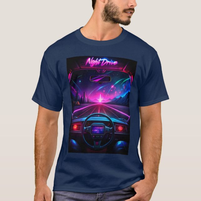 T-shirt Synthwave "Night Drive" (Devant)