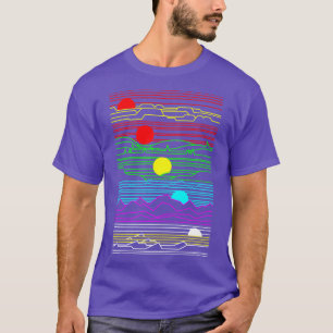 T-shirt Synthwave Outrun Paysages Montagnes Collines du dé