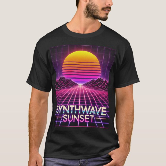 T-shirt Synthwave Sunset Retro Futuristic Art Imprimer - 8 (Devant)