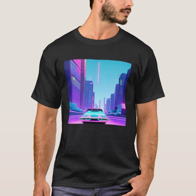 T-shirt Synthwave voiture outrun rétrowave futuresynth sci (Devant)