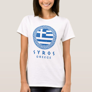 T-shirt Syros Et Drapeau De La Grèce Déchiré Design