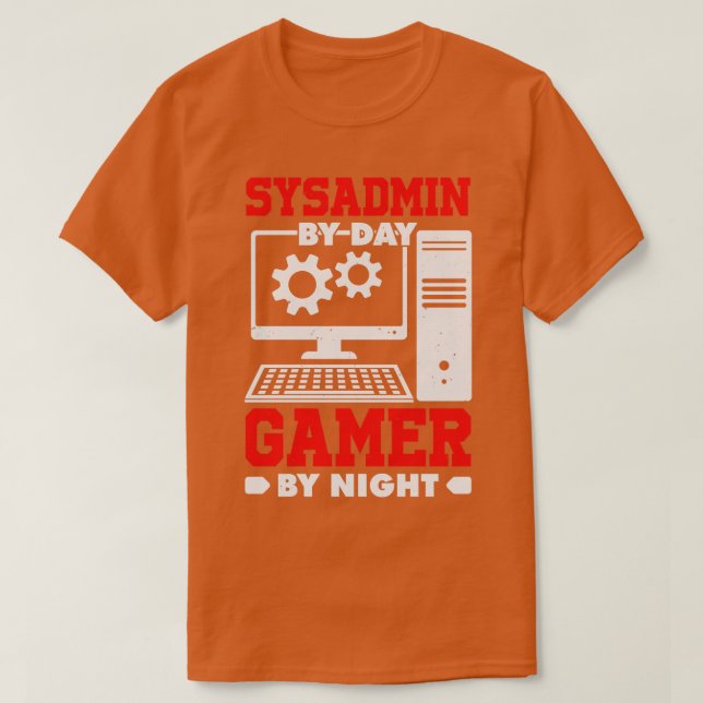 T-shirt Sysadmin Jour Par Nuit (Design devant)