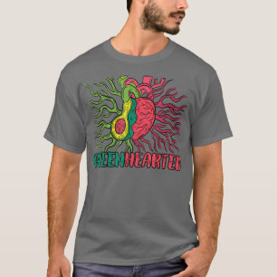 T-shirt Système cardiaque à coeur vert Avocado Vegan