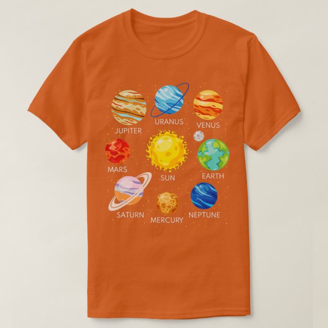 T-shirt Système solaire Planètes Science Espace Galaxie Un (Design devant)