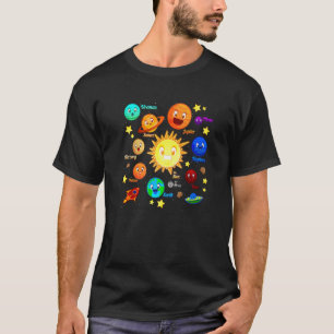 T-shirt Système Solaire Planètes Science Espace Garçons Fi