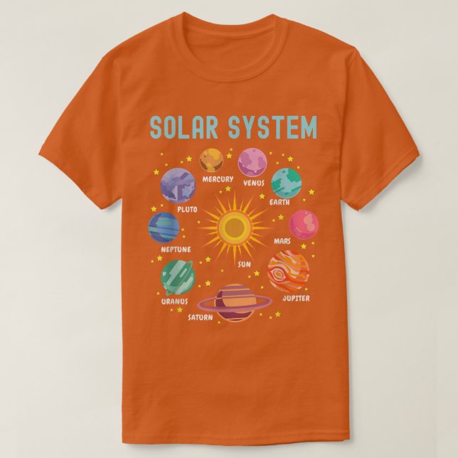 T-shirt Système Solaire Planètes Science Espace Garçons Fi (Design devant)