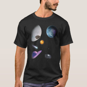 T-shirt Système solaire spatial universel Avion d'astronau