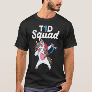 T-shirt T1D escadron Dabbing unicorne support Type 1 Diabè