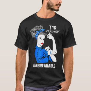 T-shirt T1d Guerrier Indestructible Fière Mama Prix du dia