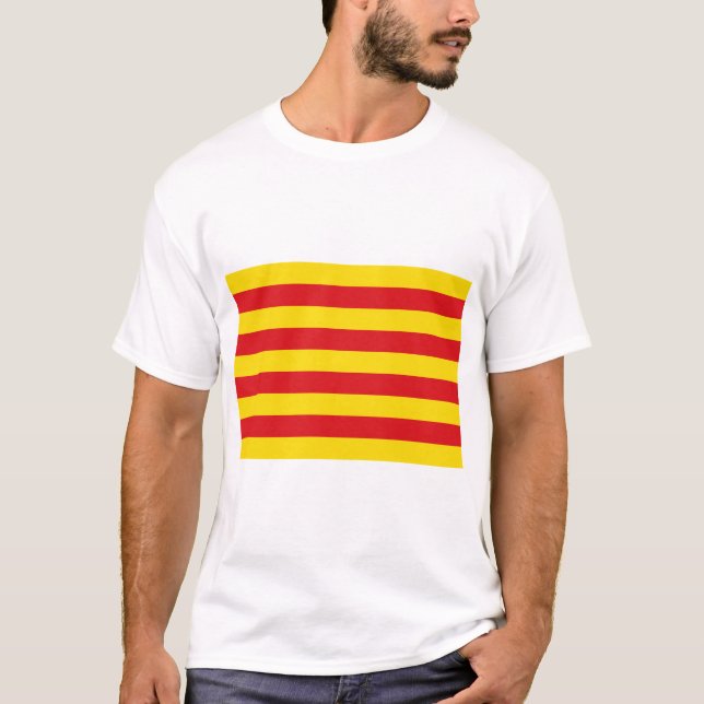T-shirt T Chemise avec Drapeau de Catalogne (Devant)