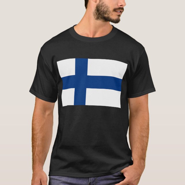 T-shirt T Chemise avec Drapeau de Finlande (Devant)