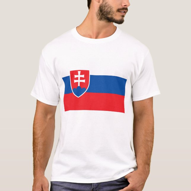 T-shirt T Chemise avec Drapeau de Slovaquie (Devant)