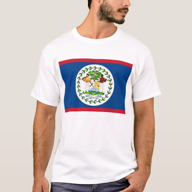 T-shirt T Chemise avec Drapeau du Belize (Devant)