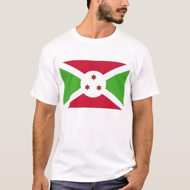 T-shirt T Chemise avec drapeau du Burundi (Devant)