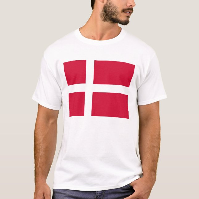 T-shirt T Chemise avec drapeau du Danemark (Devant)