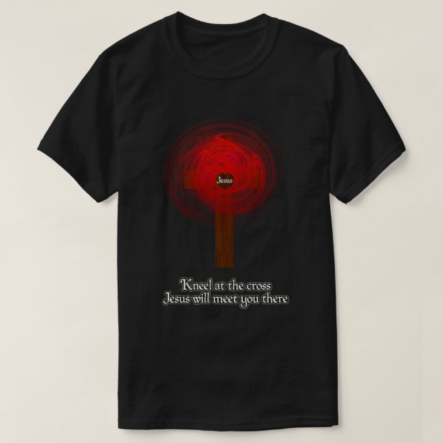 T-shirt T-Chemise - Kneel À La Croix (foncé) (Design devant)