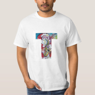 T-SHIRT T LETTRE /PÈRE NOËL ET SAX, MONOGRAMME DU PARTI DE