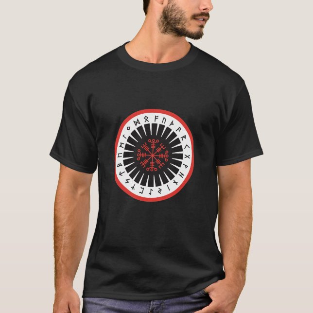 T-shirt T noir, un avant en hausse plus chauve d'emblème, (Devant)