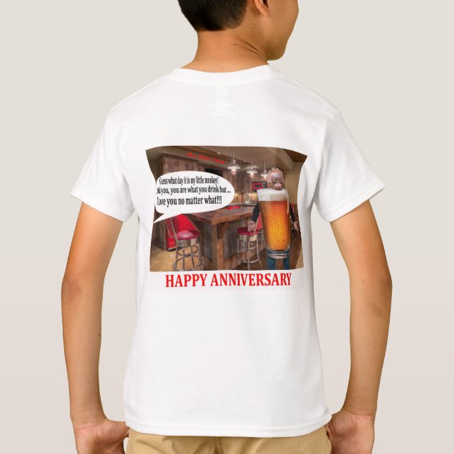 T-shirt t. pour les enfants. Joyeux anniversaire. bière or (Dos)