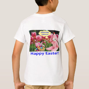 T-shirt t. pour les enfants. Joyeux Pâques. alpaga/lapin