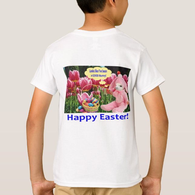 T-shirt t. pour les enfants. Joyeux Pâques. alpaga/lapin (Dos)