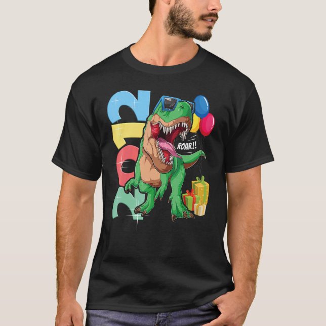 T-shirt T Rex 10e anniversaire garçon fille 10 ans 2012 Di (Devant)