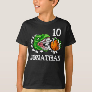T-shirt T-Rex Basket personnalisé 10e anniversaire Dino