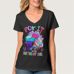 T-shirt T Rex Big Bro De Fille Anniversaire Pop It Dinosau