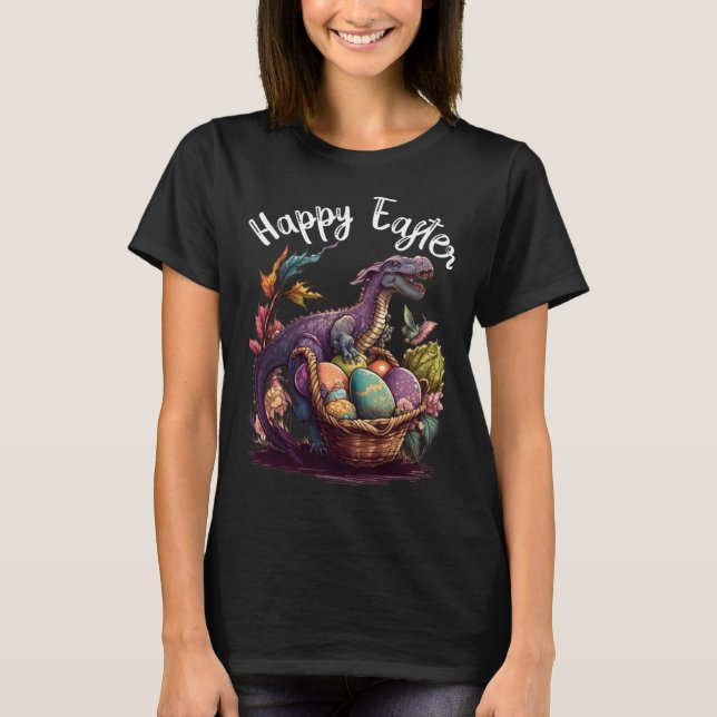 T-shirt T Rex Dino Happy Easter Basket Easter Eggs Happy E (Devant)