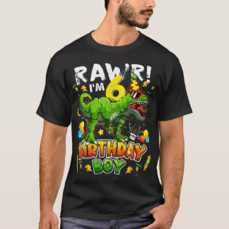 T-shirt T Rex Dino Rawr Im 6 Dinosaur 6e anniversaire garç