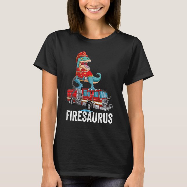 T-shirt T Rex Dinosaur Firefighter Fireman Firefighting Fi (Devant)